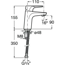 Смеситель для раковины без донного клапана Roca Atlas 5A3290C0M