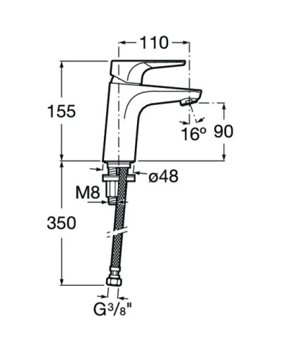 Смеситель для раковины без донного клапана Roca Atlas 5A3290C0M
