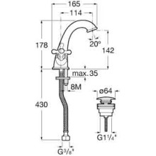 Смеситель для раковины с донным клапаном Roca Carmen 5A3A4BC00