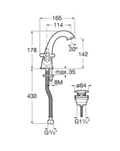 Смеситель для раковины с донным клапаном Roca Carmen 5A3A4BC00