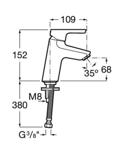 Смеситель для раковины без донного клапана Roca Malva 5A323BC0M