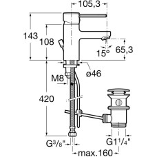 Смеситель для раковины с донным клапаном Roca Targa 5A3060C0M