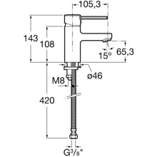 Смеситель для раковины без донного клапана Roca Targa 5A3260C0M