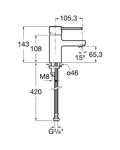Смеситель для раковины без донного клапана Roca Targa 5A3260C0M