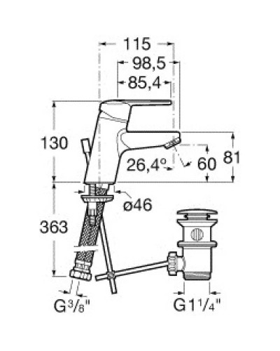 Смеситель для раковины с донным клапаном Roca Victoria 5A3E25C0M