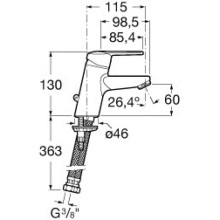 Смеситель для раковины без донного клапана Roca Victoria 5A3G25C00