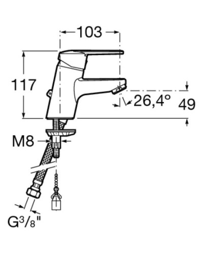 Смеситель для раковины без донного клапана Roca Victoria 5A3125C00