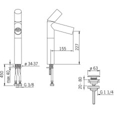 Смеситель для раковины с донным клапаном Oras Alessi Dot 8601F