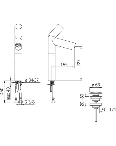 Смеситель для раковины с донным клапаном Oras Alessi Dot 8601F