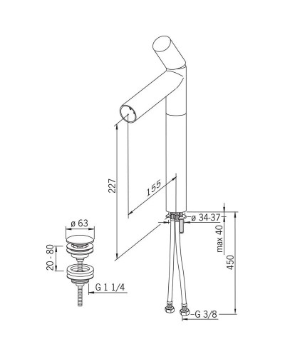 Смеситель для раковины с донным клапаном Oras Alessi Dot 8601F