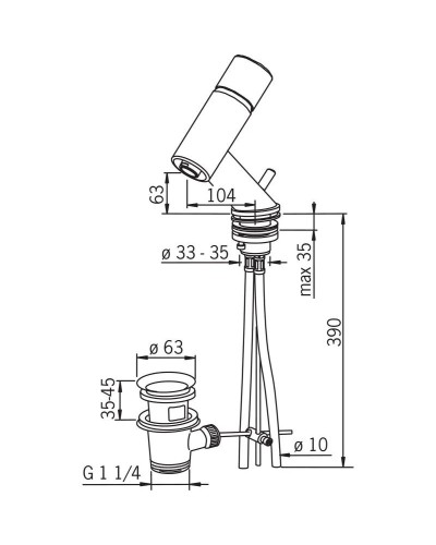 Смеситель для раковины с донным клапаном Oras Alessi One 8500