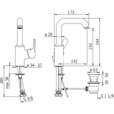 Смеситель для раковины с донным клапаном Oras Aquita 2933F