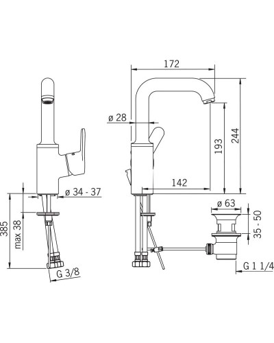 Смеситель для раковины с донным клапаном Oras Aquita 2933F