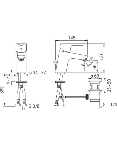 Смеситель для раковины с донным клапаном Oras Aquita 2900F