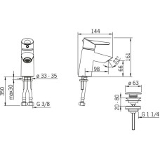 Смеситель для раковины с донным клапаном Oras Optima 2700FG