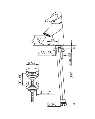 Смеситель для раковины с донным клапаном Oras Optima 2700FG
