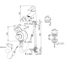 Термостат для раковины с донным клапаном Oras Optima 2701FT