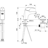 Смеситель для раковины с донным клапаном Oras Polara 1400F