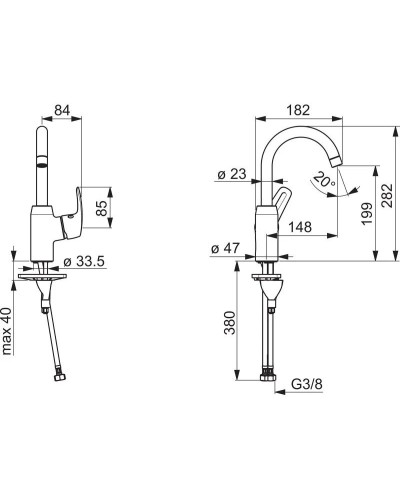 Смеситель для раковины без донного клапана Oras Safira 1007F