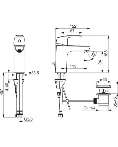 Смеситель для раковины с донным клапаном Oras Safira 1005F
