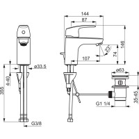 Смеситель для раковины с донным клапаном Oras Safira 1004F