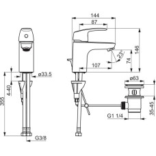 Смеситель для раковины с донным клапаном Oras Safira 1004F