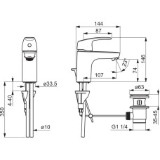Смеситель для раковины с донным клапаном Oras Safira 1004
