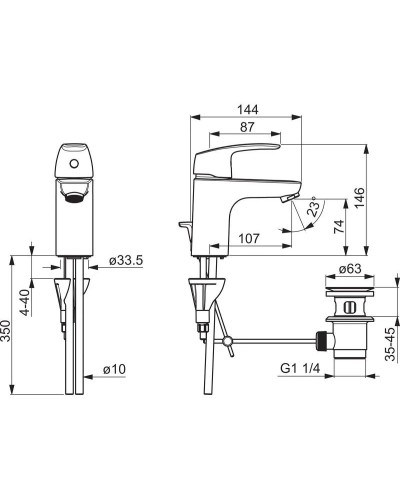 Смеситель для раковины с донным клапаном Oras Safira 1004