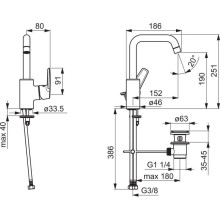 Смеситель для раковины с донным клапаном Oras Saga New 3909F
