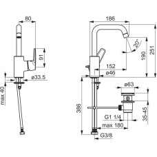 Смеситель для раковины с донным клапаном Oras Saga New 3909F
