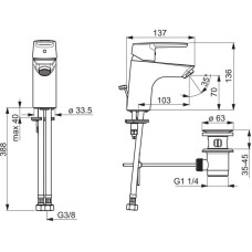 Смеситель для раковины с донным клапаном Oras Saga New 3904F