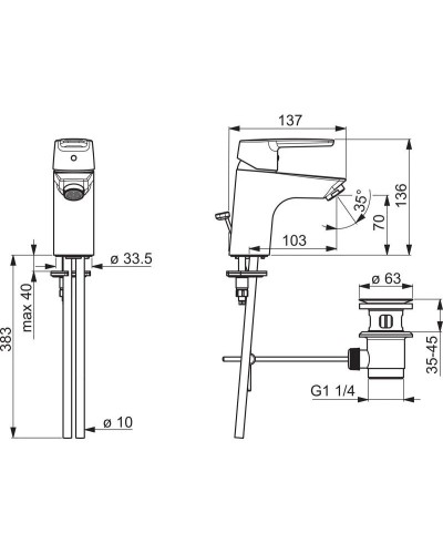 Смеситель для раковины с донным клапаном Oras Saga New 3904