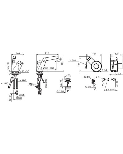 Термостат для раковины с донным клапаном Oras Signa 2213F