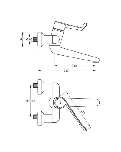 Смеситель для раковины без донного клапана Ideal Standard Ceraplus B8225AA