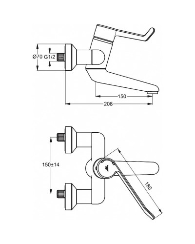 Смеситель для раковины без донного клапана Ideal Standard Ceraplus B8314AA