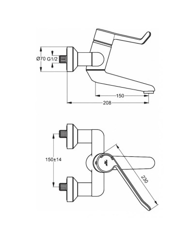 Смеситель для раковины без донного клапана Ideal Standard Ceraplus B8315AA