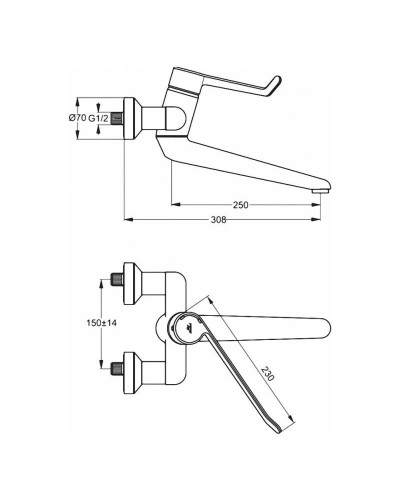 Смеситель для раковины без донного клапана Ideal Standard Ceraplus B8318AA