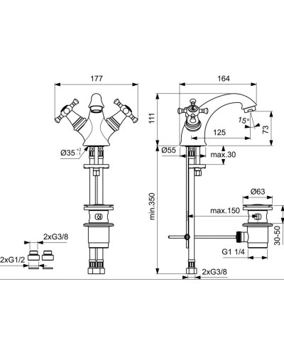 Смеситель для раковины с донным клапаном Ideal Standard Reflections B9653AA