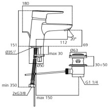 Смеситель для раковины с донным клапаном Ideal Standard Connect Blue B9936AA