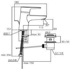 Смеситель для раковины с донным клапаном Ideal Standard Connect Blue B9936AA