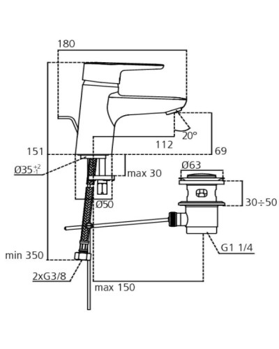 Смеситель для раковины с донным клапаном Ideal Standard Connect Blue B9936AA