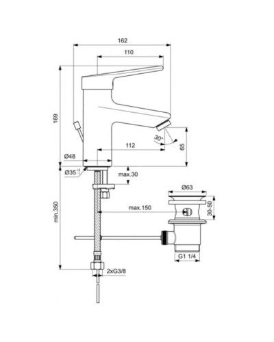 Смеситель для раковины с донным клапаном Ideal Standard Ceraplus 2.0 BC091AA