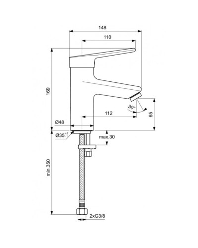 Смеситель для раковины без донного клапана Ideal Standard Ceraplus 2.0 BC092AA