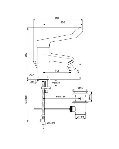 Смеситель для раковины с донным клапаном Ideal Standard Ceraplus 2.0 BC097AA