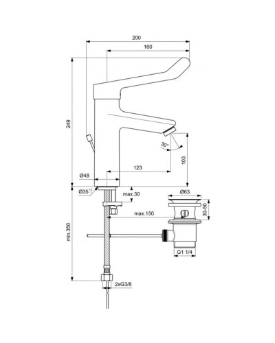 Смеситель для раковины с донным клапаном Ideal Standard Ceraplus 2.0 BC105AA