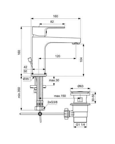 Смеситель для раковины с донным клапаном Ideal Standard Esla BC224AA