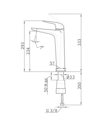 Смеситель для раковины без донного клапана Teka Itaca 67366020G3