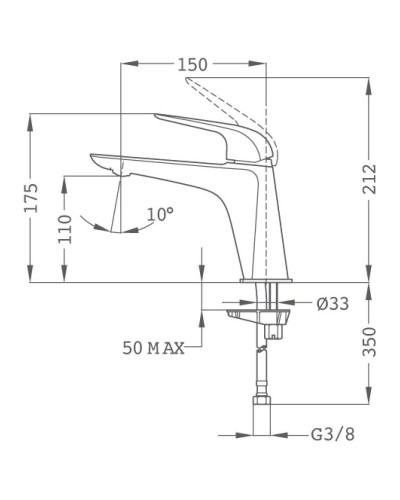 Смеситель для раковины без донного клапана Teka Itaca 67386020G2