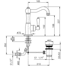 Смеситель для раковины с донным клапаном Nicolazzi El Capitan 3452BZ75C