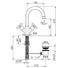 Смеситель для раковины с донным клапаном Nicolazzi Monte Croce 2236CR27